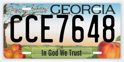 GA license plate CCE7648