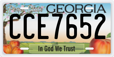 GA license plate CCE7652