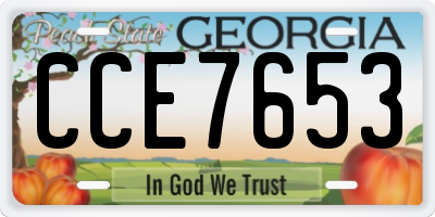 GA license plate CCE7653