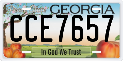 GA license plate CCE7657