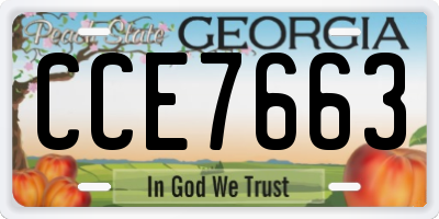GA license plate CCE7663