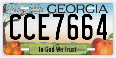 GA license plate CCE7664