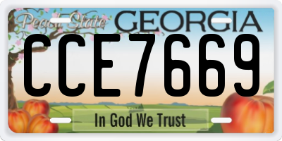 GA license plate CCE7669
