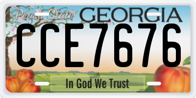 GA license plate CCE7676