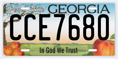 GA license plate CCE7680