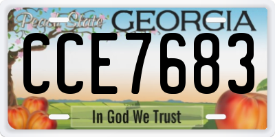 GA license plate CCE7683