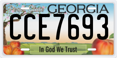 GA license plate CCE7693