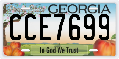 GA license plate CCE7699