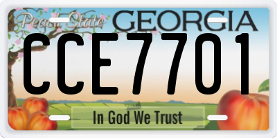 GA license plate CCE7701