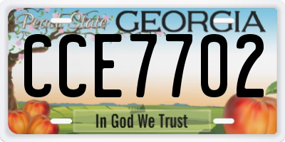 GA license plate CCE7702