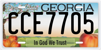 GA license plate CCE7705
