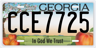 GA license plate CCE7725