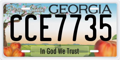 GA license plate CCE7735