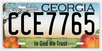 GA license plate CCE7765