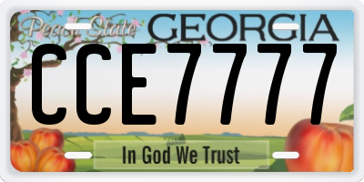 GA license plate CCE7777