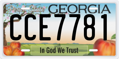 GA license plate CCE7781