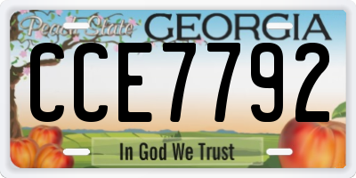 GA license plate CCE7792