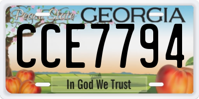 GA license plate CCE7794
