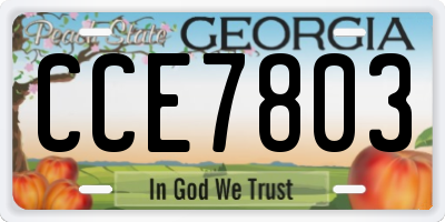 GA license plate CCE7803