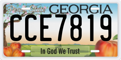 GA license plate CCE7819