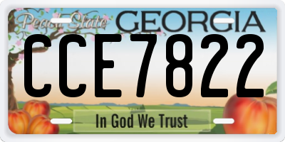 GA license plate CCE7822