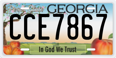 GA license plate CCE7867