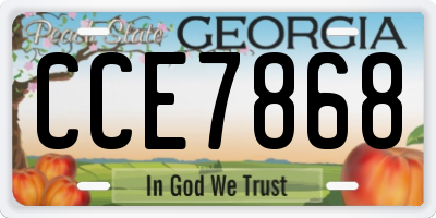 GA license plate CCE7868