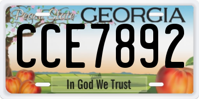 GA license plate CCE7892