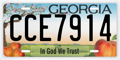 GA license plate CCE7914