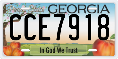 GA license plate CCE7918