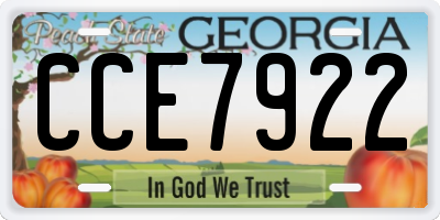 GA license plate CCE7922
