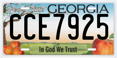 GA license plate CCE7925