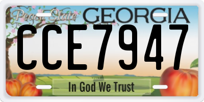 GA license plate CCE7947