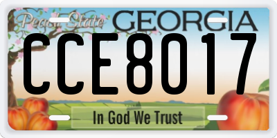 GA license plate CCE8017