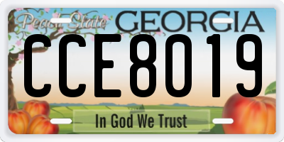 GA license plate CCE8019