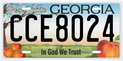 GA license plate CCE8024