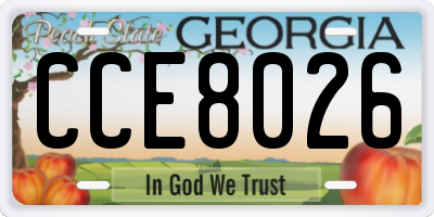 GA license plate CCE8026