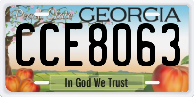 GA license plate CCE8063