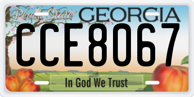 GA license plate CCE8067