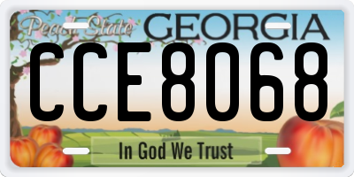 GA license plate CCE8068