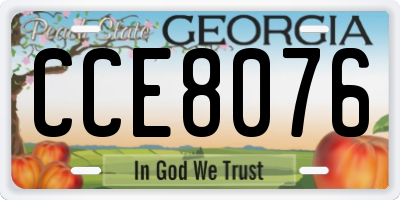 GA license plate CCE8076