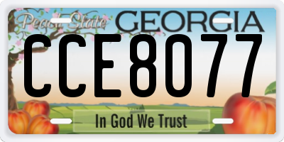 GA license plate CCE8077