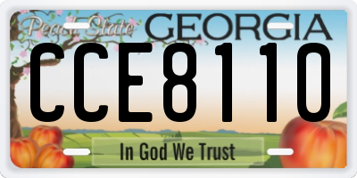 GA license plate CCE8110