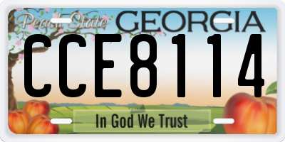 GA license plate CCE8114