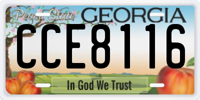 GA license plate CCE8116