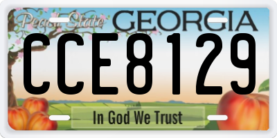 GA license plate CCE8129