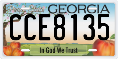 GA license plate CCE8135