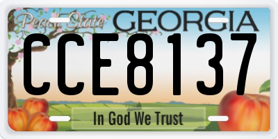 GA license plate CCE8137