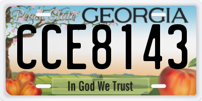 GA license plate CCE8143
