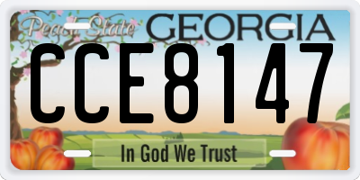 GA license plate CCE8147